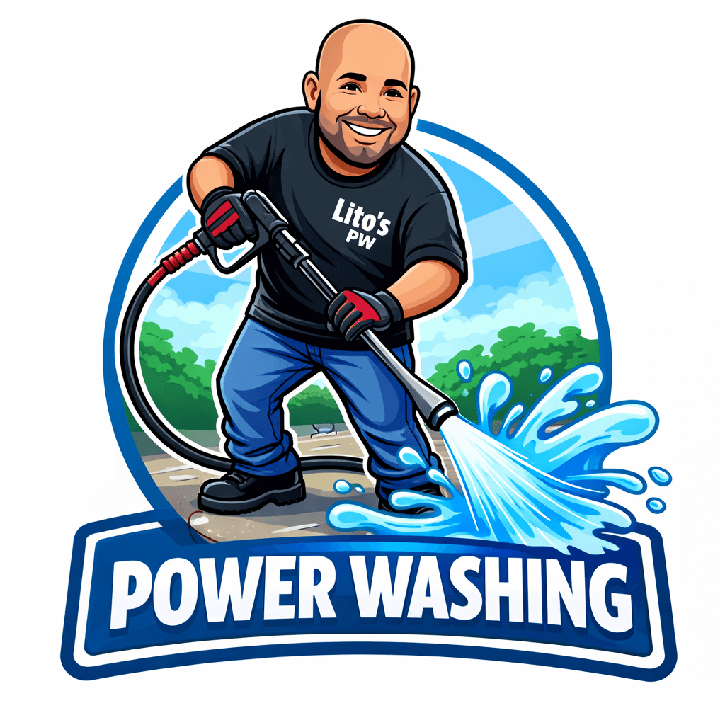 A freshly power-washed driveway